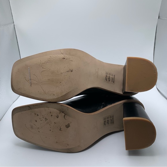 Free People Sienna Ankle Boot black leather heel square toe size 37 6-6.5 1516 - Picture 10 of 10